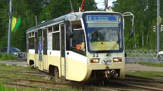 Трамвай 71-619КТ (КТМ-19) №53 с маршрутом №6 "Улица Блюхера - Улица Чкалова"
