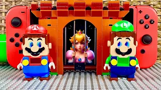 Lego Mario and Luigi enter the Nintendo Switch together to save Peach. Will they succeed? #legomario