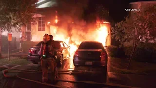 Fire Destroys Home, Two Cars In Pacoima