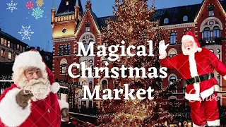 The Magical Christmas Market in Sweden : Stockholm walk in Christmas lights, street life and sounds