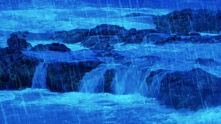 Heavy Rain & Big Ocean Waves 🌧️  Rainstorm Sounds White Noise for Sleeping, Studying or Relaxation