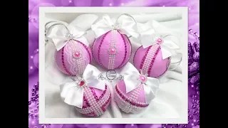 DIY💜НОВОГОДНИЕ ШАРЫ НА ЕЛКУ ИЗ ПЕНОПЛАСТОВЫХ ЗАГОТОВОК своими руками💜Игрушки на елку💜