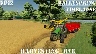Harvesting RYE!! | Ballyspring | Farming Simulator 22 | Timelapse | Ep12