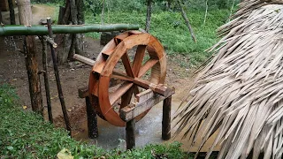 HOW TO BUILD WATER WHEEL | Diy Wooden Water Wheel / Best Projects On Primitive-Skills - Ep. 133