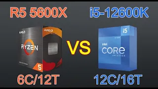 i5 12600K vs Ryzen 5 5600X  benchmark and testing on 8 games