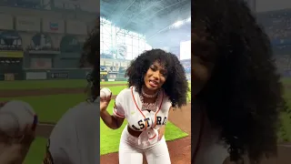 Megan Thee Stallion arrives to throw opening pitch for Houston Astros in her hometown! #shorts