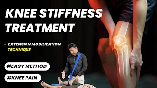 KNEE JOINT EXTENSION MOBILIZATION BY BELT : TREAT KNEE PAIN AND STIFFNESS.