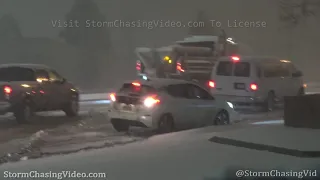 Cars Spin and Drift During Sudden Heavy Snowfall in Colorado Springs, CO