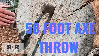 LEARNING 58 FOOT AXE THROW: 5 ROTATIONS -- First Attempts on this Long Axe Throw