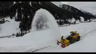 Avalanche PistenBully 600 Wheel Loaders Volvo Snowblower Switzerland Snow 4K