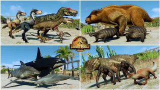 ALL 30 MODDED DINOSAUR SPECIES, REPTILES and PREHISTORIC ANIMALS INTRO | JURASSIC WORLD EVOLUTION 2