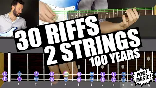 30 Simple Guitar Riffs on Just 2 Strings // from 1918-2017 // TAB .pdf Link Below 👇📄🎸