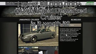 I spent $3,000,000+ on the Vapid Unmarked Cruiser is it worth it? Plus street crimes with it | GTAO