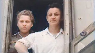 Colorized historic video of survivors of Nazi concentration camps - 1945