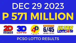 Lotto Result December 29 2023 9pm PCSO