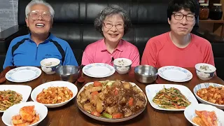 할머니가 만들어주신 집밥 먹방 (안동찜닭, 고추잡채, 스팸 두부 짜글이) Korean Chicken Mukbang / Korean Food Recipes