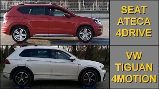 SLIP TEST - Seat Ateca 2.0 TSI 4DRIVE vs Volkswagen Tiguan 2.0 TSI 4MOTION - @4x4.tests.on.rollers