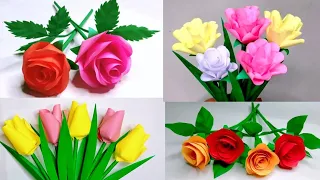 DIY - Beautiful Paper Flowers Making/ Rose Flower Making/ Flowers Tutorial/kagaj se phool bnaye