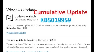 Cumulative Update for Windows 10 Version 21H1 for x64 based Systems KB5019959