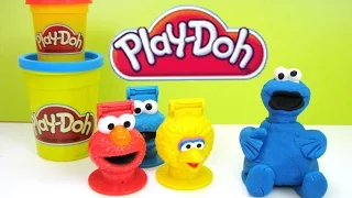 PLAY DOH Making Cookie Monster Elmo and Big Bird with Fun Shapes Bucket Sesame Street