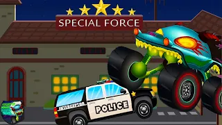 Police Cars Vs Monster Truck Kids Cartoon Show For Preschoolers By HHMT