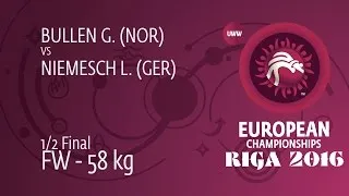 1/2 FW - 58 kg: G. BULLEN (NOR) df. L. NIEMESCH (GER), 6-3