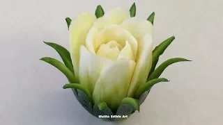 The Zucchini Cactus Rose Flower - Advanced Lesson 16 By Mutita Art Of Fruit And Vegetable Carving