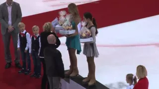 Evgenia Medvedeva - Victory Ceremony Ondrej Nepela Trophy 2015 (1st vers)