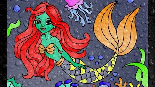 Coloring Mermaid with Red hair