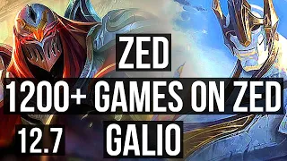 ZED vs GALIO (MID) | 8 solo kills, 2.0M mastery, Legendary, 17/2/4, 1200+ games | KR Master | 12.7