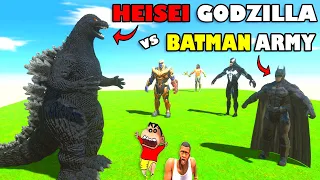 HEISEI GODZILLA vs BATMAN ARMY THANOS, VENOM and AQUAMAN CHOP and SHINCHAN in ANIMAL REVOLT BATTLE