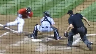 HUGE HOME PLATE COLLISION - CATCHER GETS RUN OVER