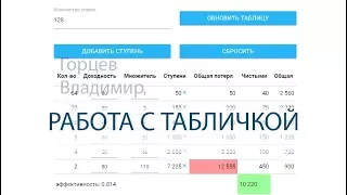 Работа с новой табличкой