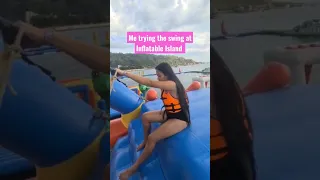 me trying the swing at Inflatable Island in Subic Zambales #travel #philippines #shortvideo #viral