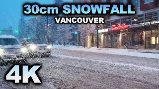 [4k]  Extreme Snowfall 30cm Vancouver Canada  Early Morning Arctic Snow  Virtual Walking Tour