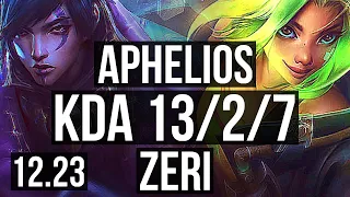 APHELIOS & Karma vs ZERI & Lulu (ADC) | 13/2/7, Legendary, 400+ games | KR Master | 12.23