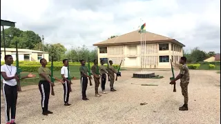 Akumfi Ameyaw SHS Cadet silence drill training in section.