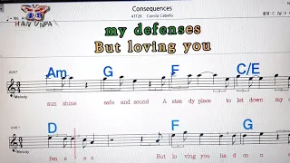 Consequences/Camila cabello💋노래방, 가라오케, 코드 큰 악보,반주,가사💖Karaoke, Sheet Music, Chord, MR