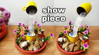 How to make cup waterfall fountain show piece