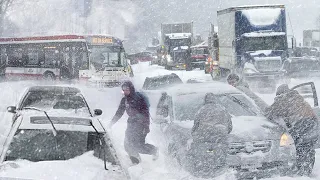 Toronto in Snow Trap! Heavy Snow Storm and Blizzard hit Ontario, Canada