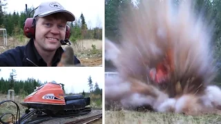 Exploding snowmobile (skoter) with swedish dynamite