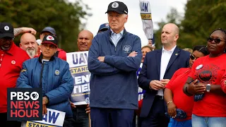 UAW president discusses Biden joining picket line and union's demands from automakers