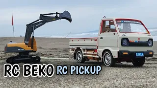 simulasi RC pickup RC beko di pantai melawan ombak besar