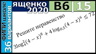 Ященко ЕГЭ 2020 6 вариант 15 задание. Сборник ФИПИ школе (36 вариантов)