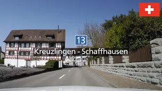 [4K] Driving in Switzerland: Hauptstraße H13 Kreuzlingen to Schaffhausen - Bodensee Scenic Drive