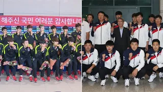 "같은 금의환향인데"…축구-야구 입국장 온도차 / 연합뉴스TV (YonhapnewsTV)