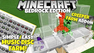 Minecraft Bedrock: EASY Music Disc Farm! Creeper Farm Addon Tutorial! MCPE Xbox PC Ps4