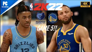 NBA 2K22 Playoff Game 5 Gameplay - Warriors vs  Grizzlies Match! [4K 60FPS] (PCGAMING UHD)