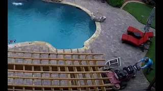 Lawn mowers and pools do not mix - 20 seconds of hilarity :)