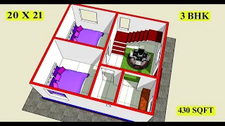 20 X 21 small village house plan design II 20 x 21 ghar ka naksha II 2 bhk house plan design